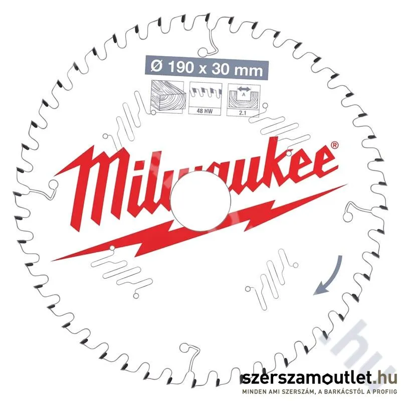 MILWAUKEE Körfűrészlap hordozható gépekhez (Fához) 190x30mm/48 ATB (4932471380)